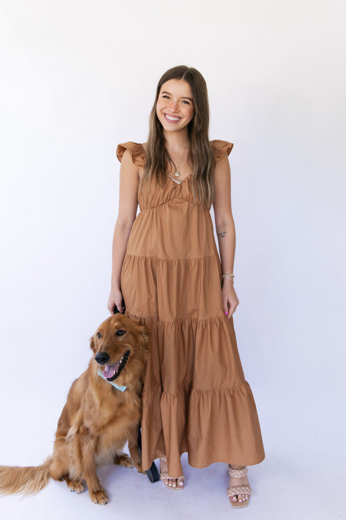 Tuscan Ruffle Sleeve Maxi Dress