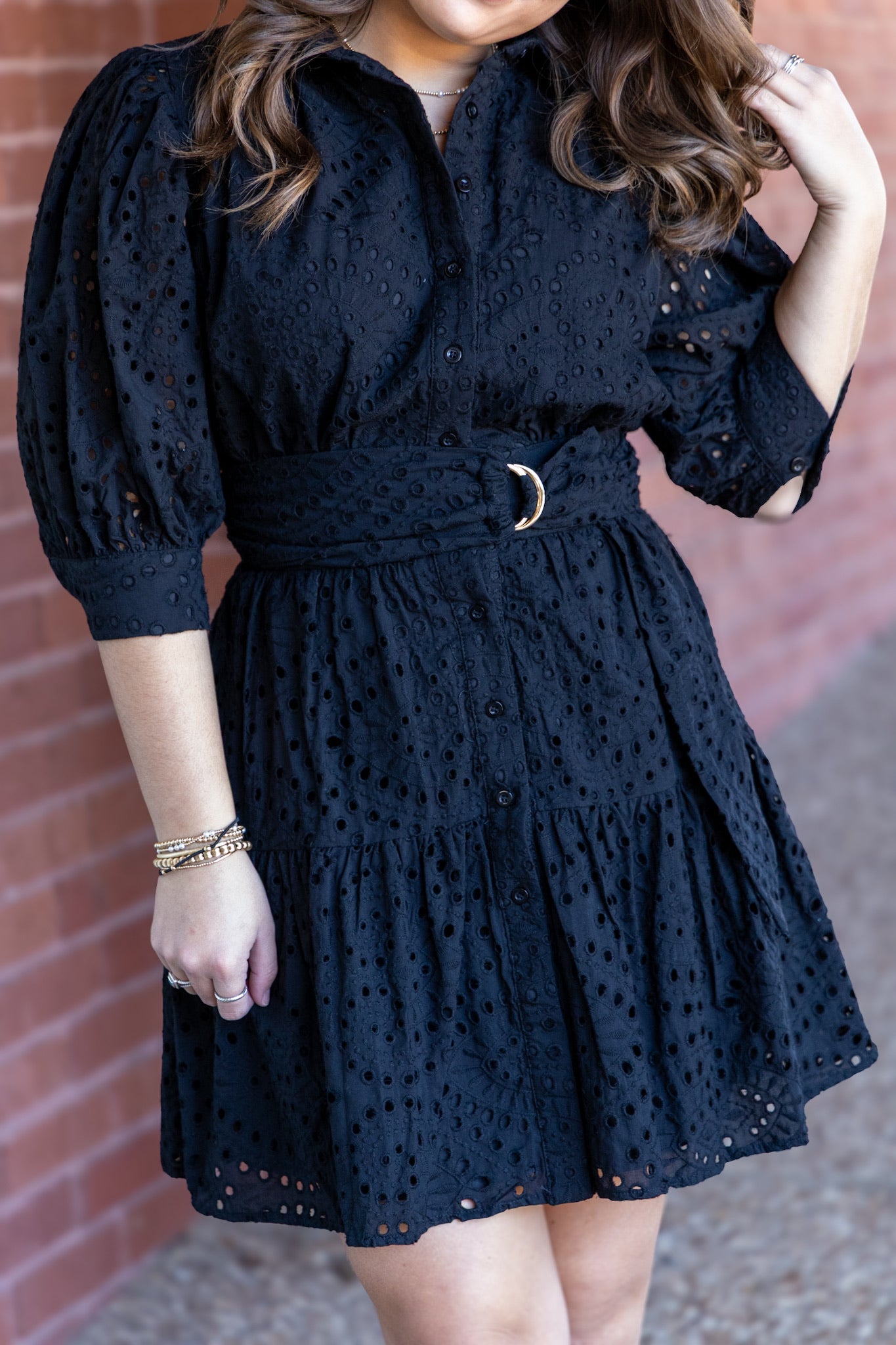 Yara Eyelet Dress - Black