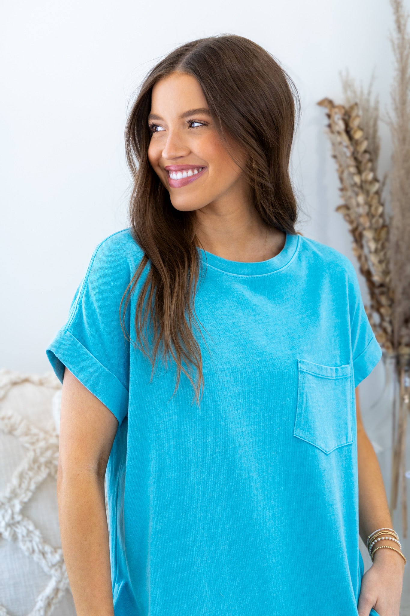 The Kelly T-Shirt Dress - Aqua Blue