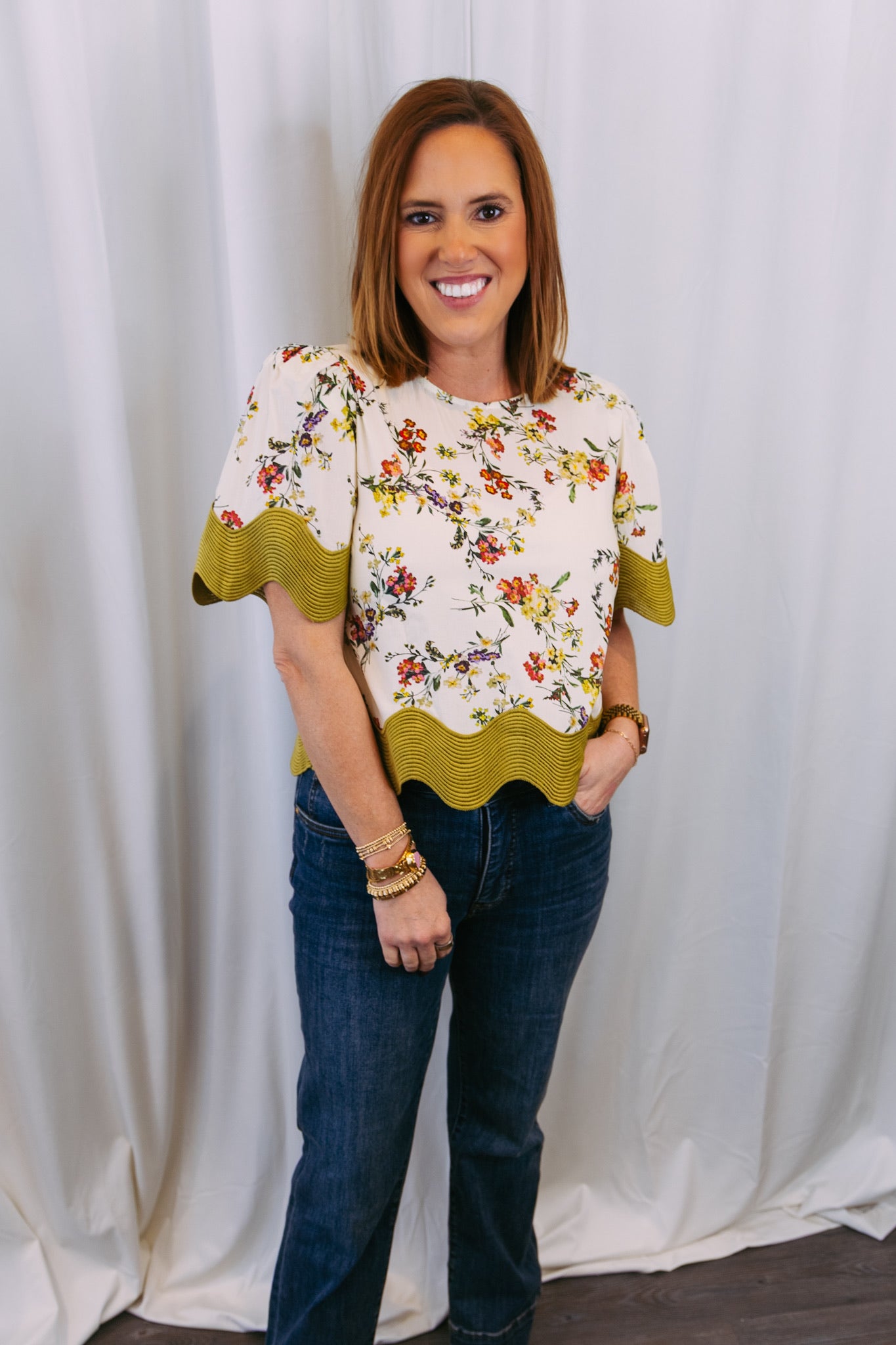 Fallon Floral Trim Top