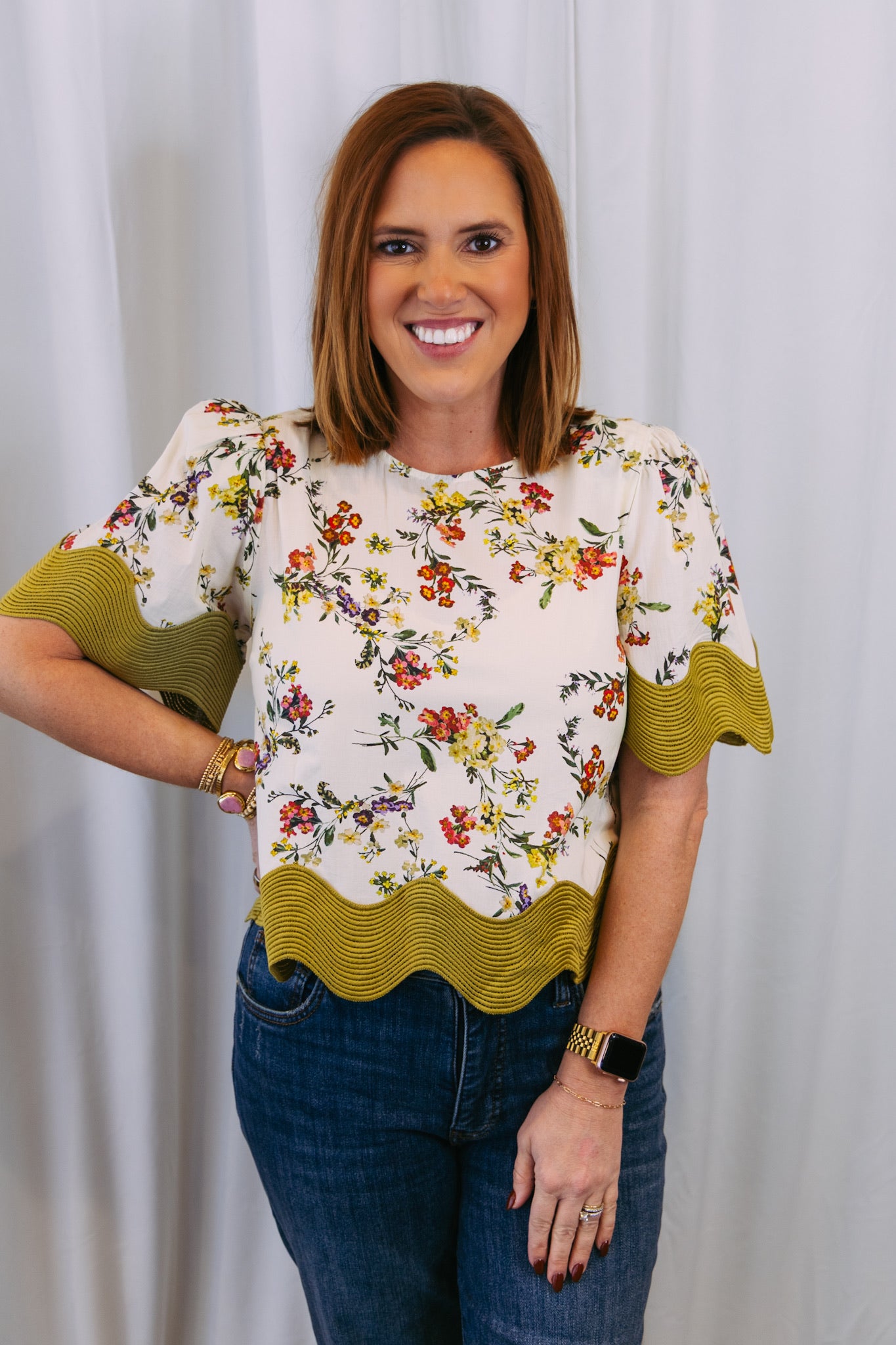 Fallon Floral Trim Top