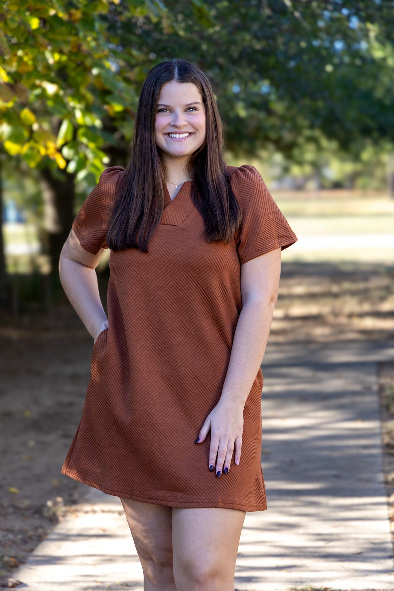 Rusty Textured Everyday Dress