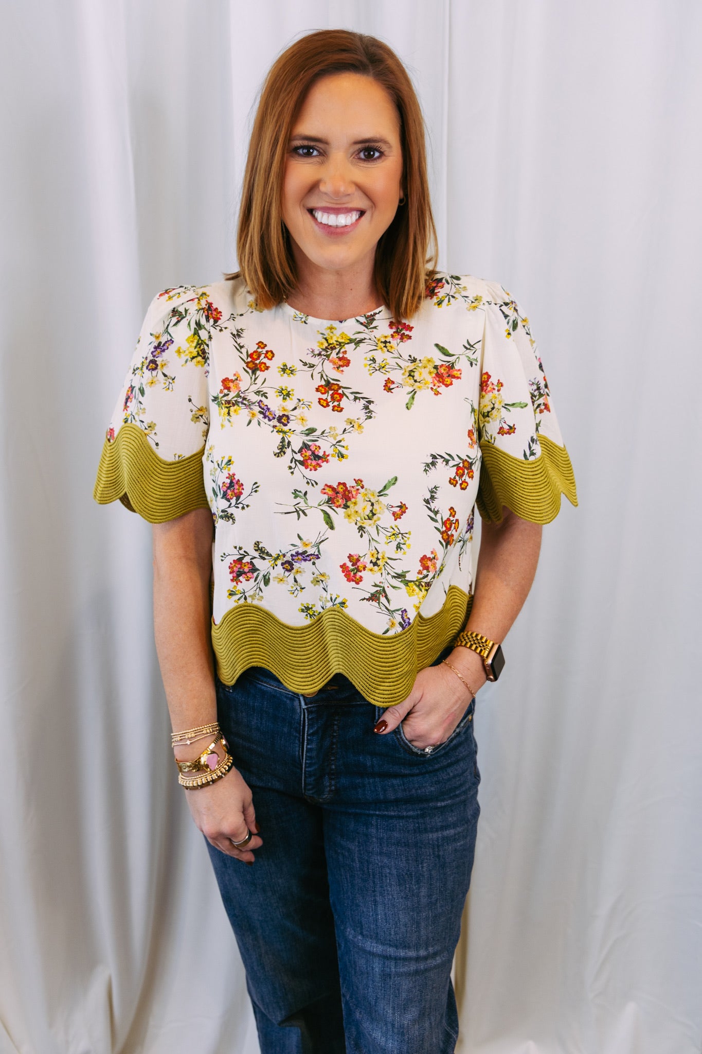Fallon Floral Trim Top