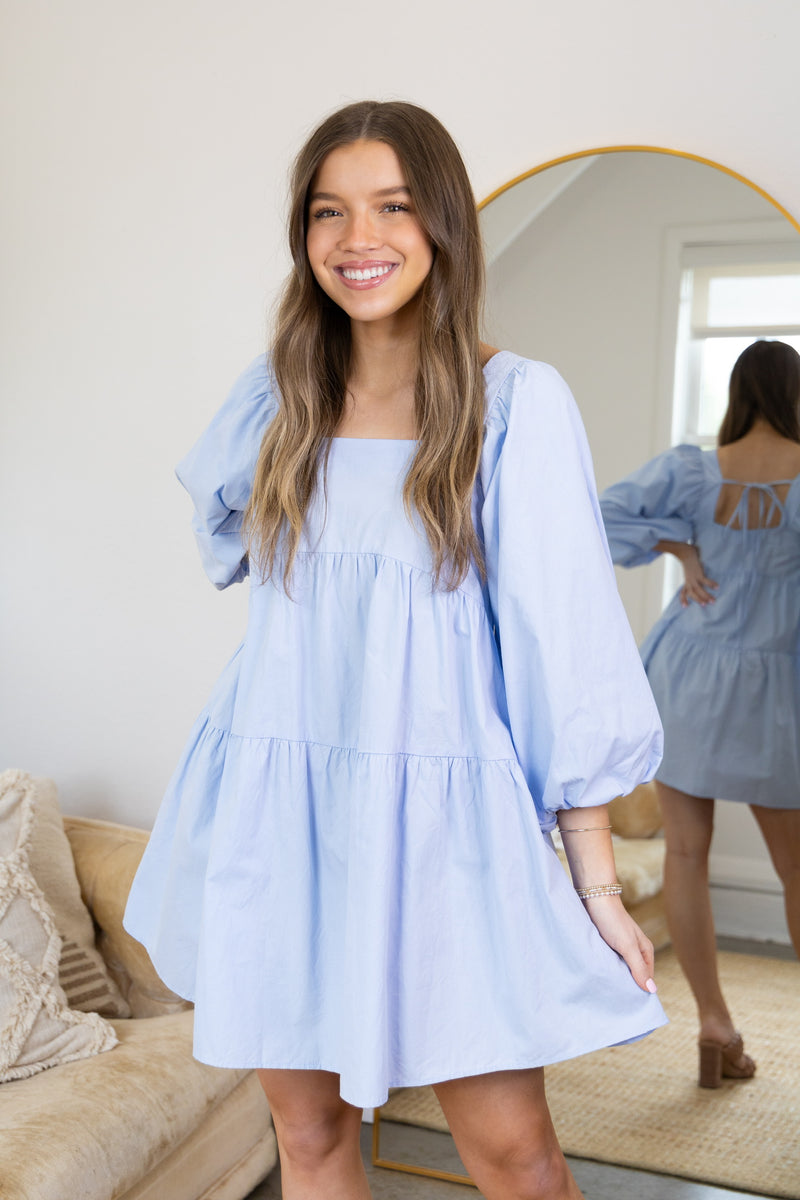 Charleston Babydoll Dress- Blue