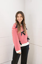 Bows and Stripes Crewneck Top