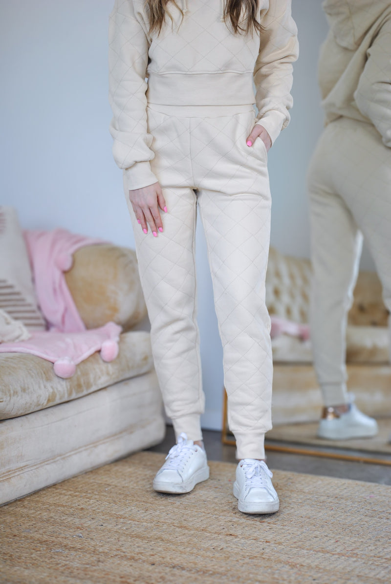 Charley Quilted Joggers - Cream