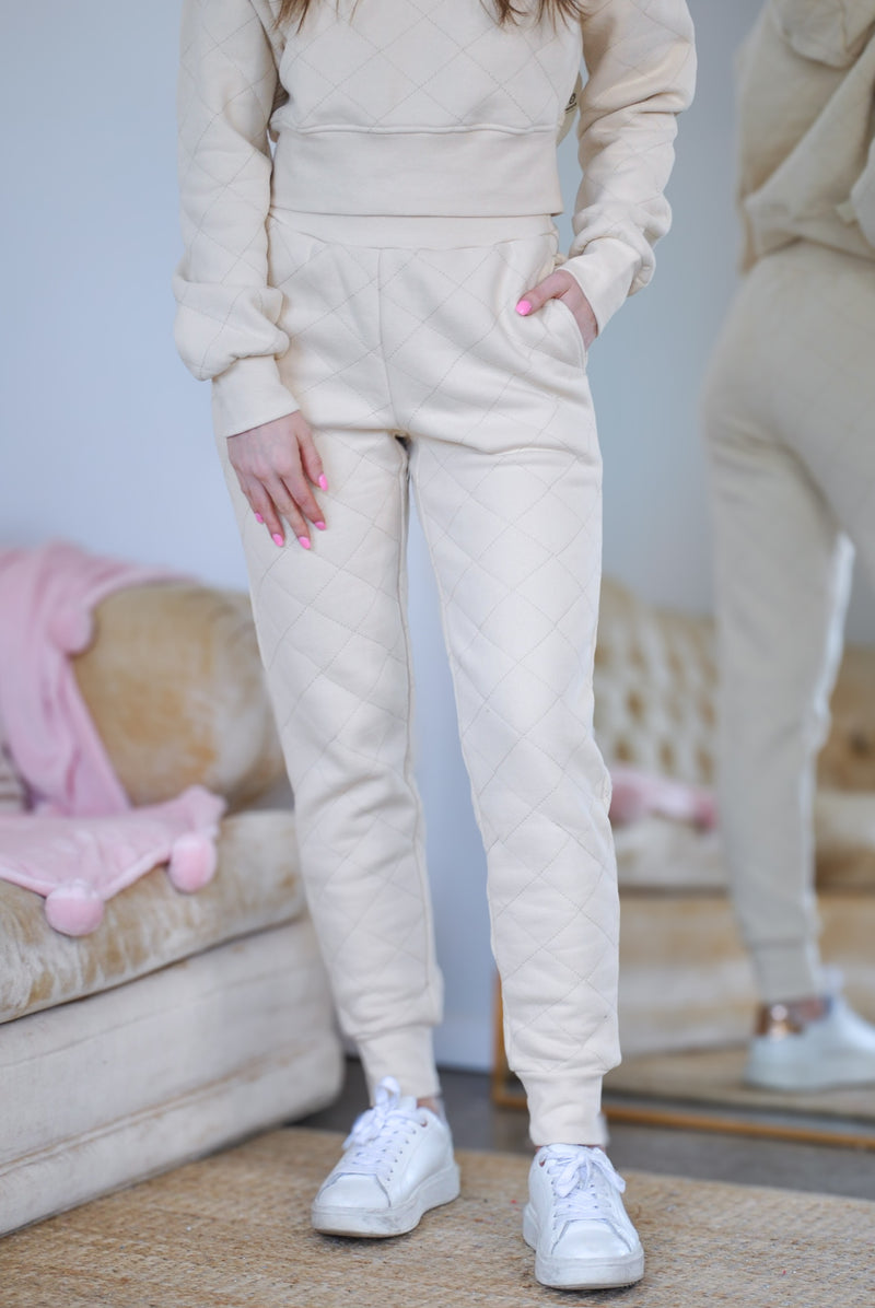 Charley Quilted Joggers - Cream