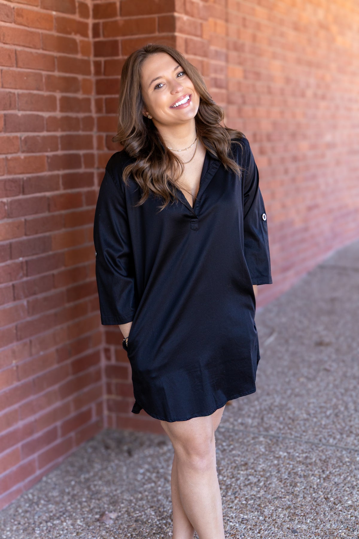 Blaire V-Neck Dress - Black