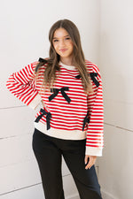 Bows and Stripes Crewneck Top