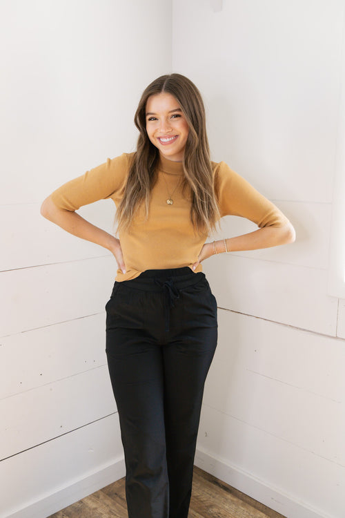 Camelia Fitted Sweater Top- Camel