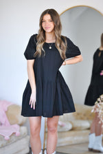 Blythe Textured Mini Dress- Black