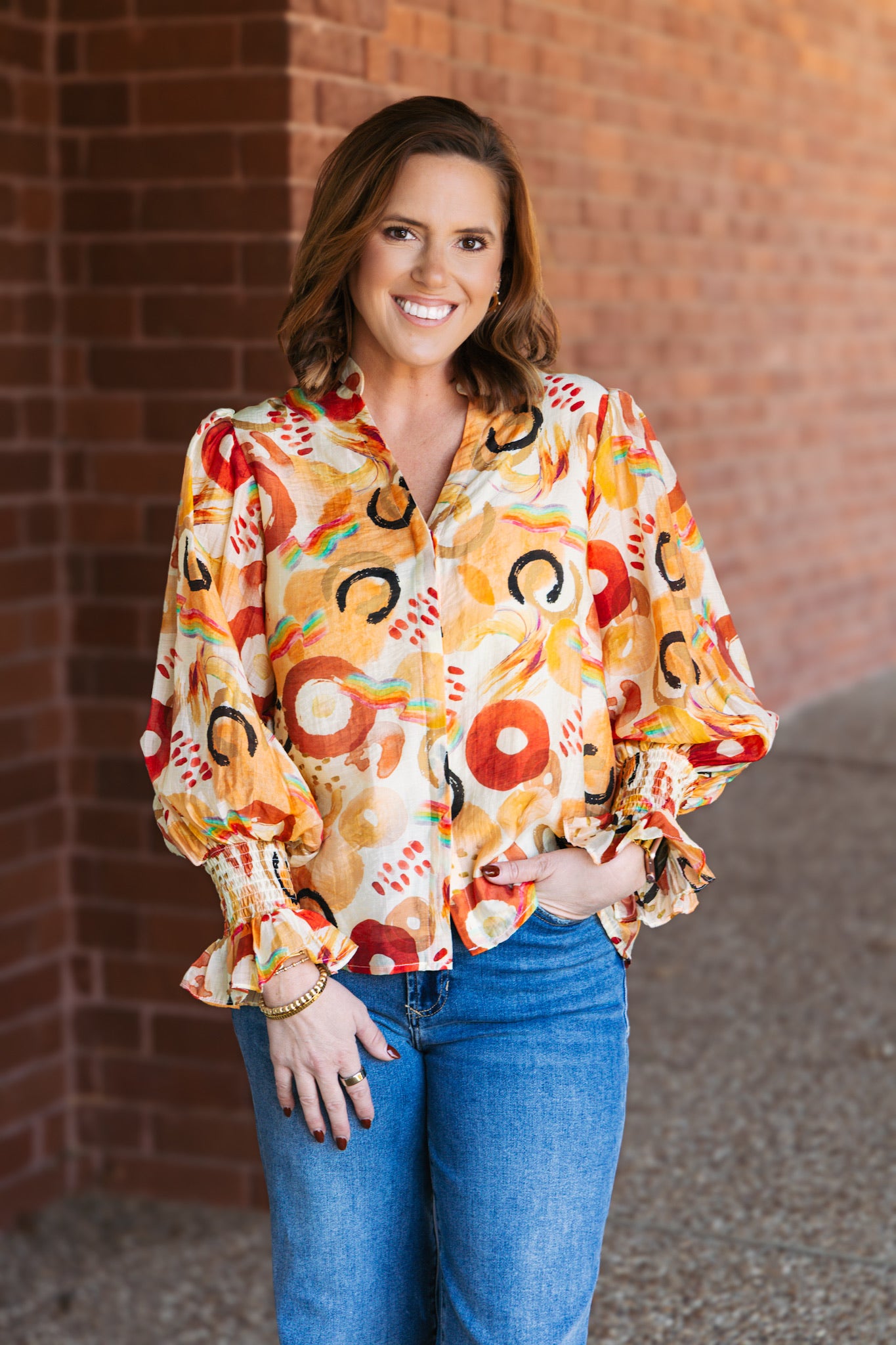 Desert Mirage V-Neck Blouse
