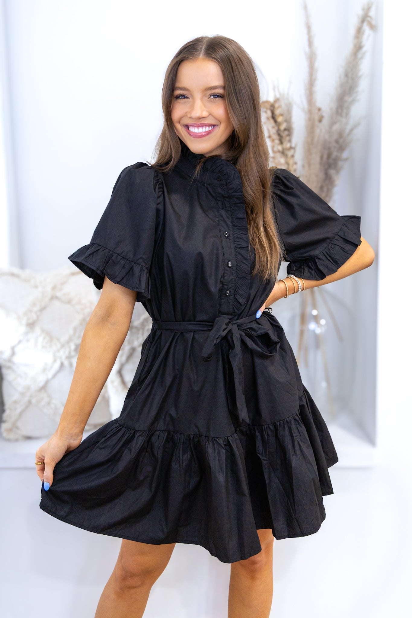 All Business Ruffle Dress - Black