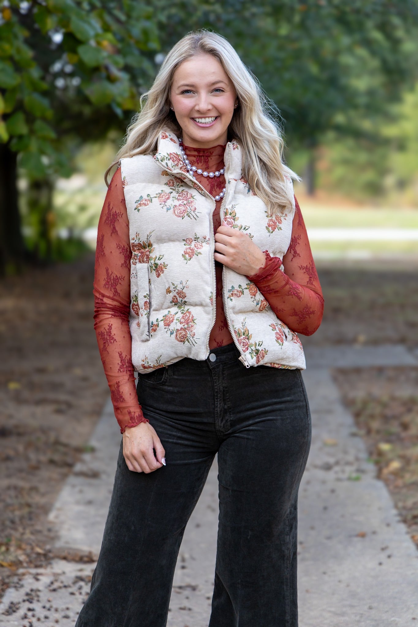 Brick Mock Neck layering Lace Top