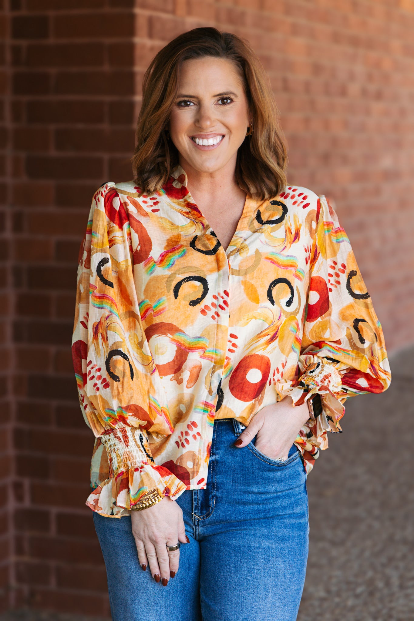 Desert Mirage V-Neck Blouse