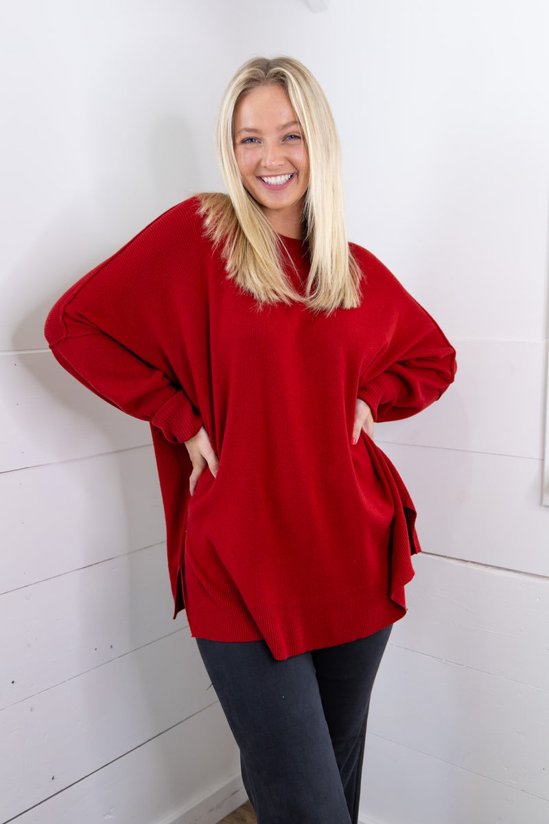 Astrid Ribbed Sweater - Red