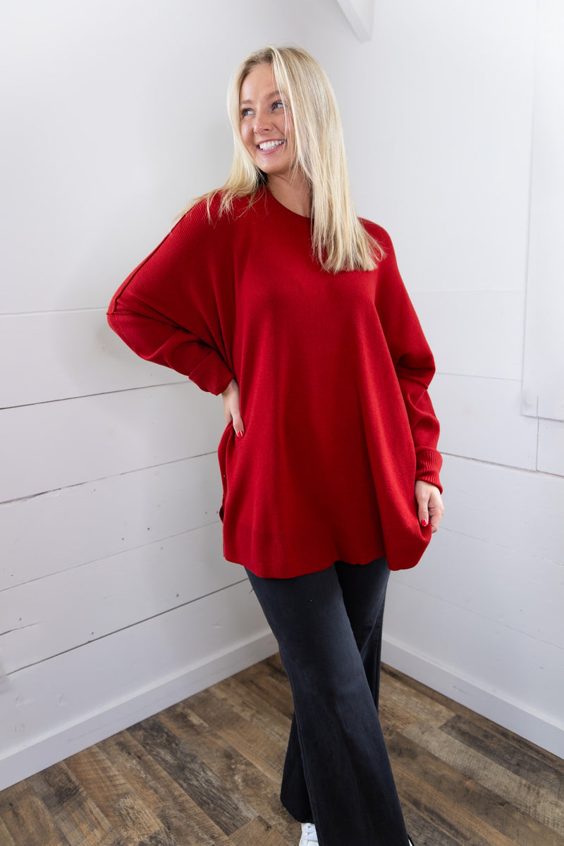 Astrid Ribbed Sweater - Red