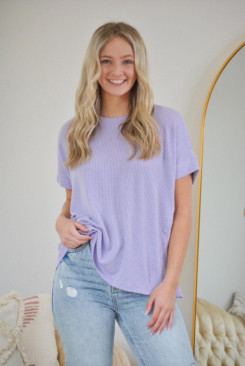 Your Everyday Ribbed Top- Lavender