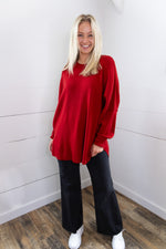 Astrid Ribbed Sweater - Red