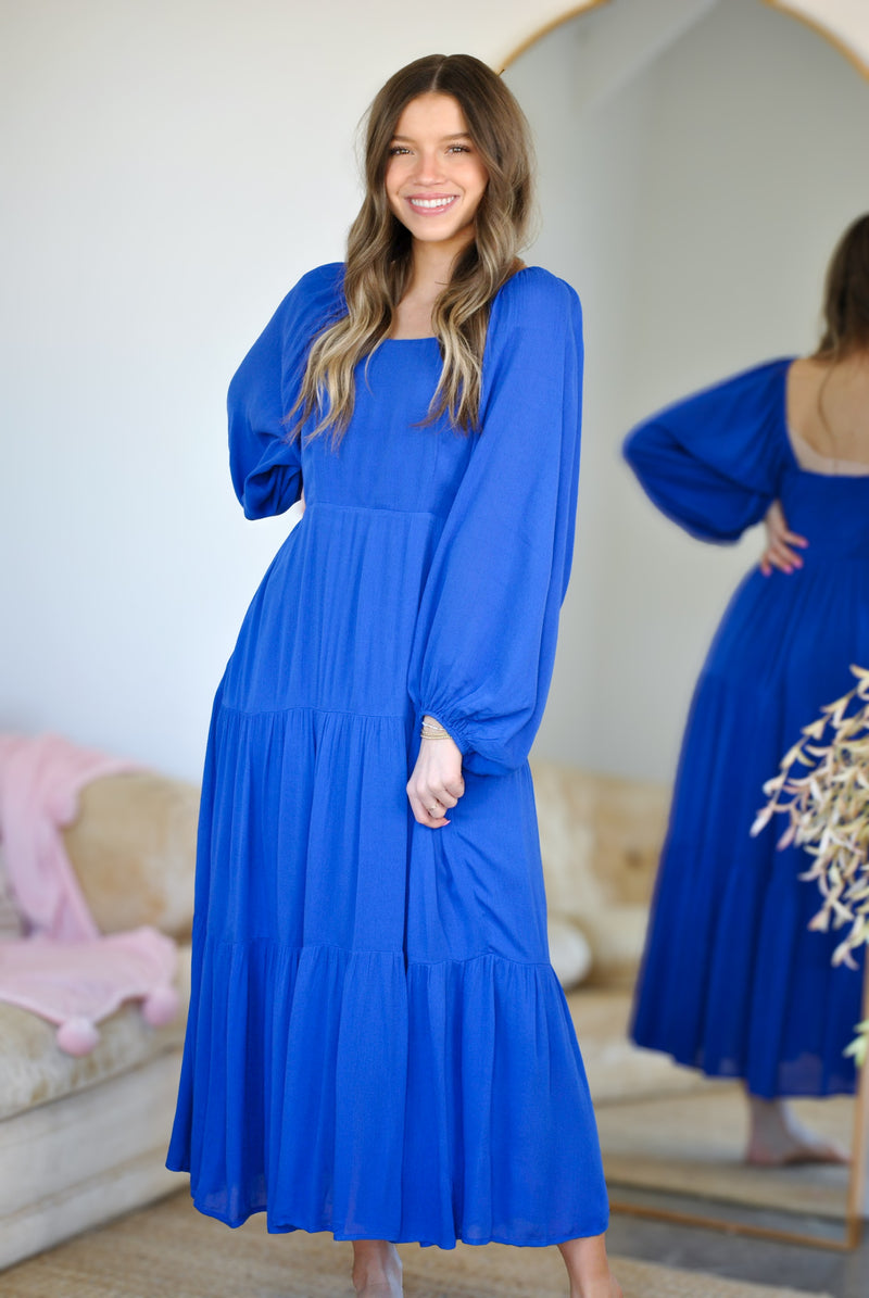 Mia Tiered Maxi Dress - Cobalt