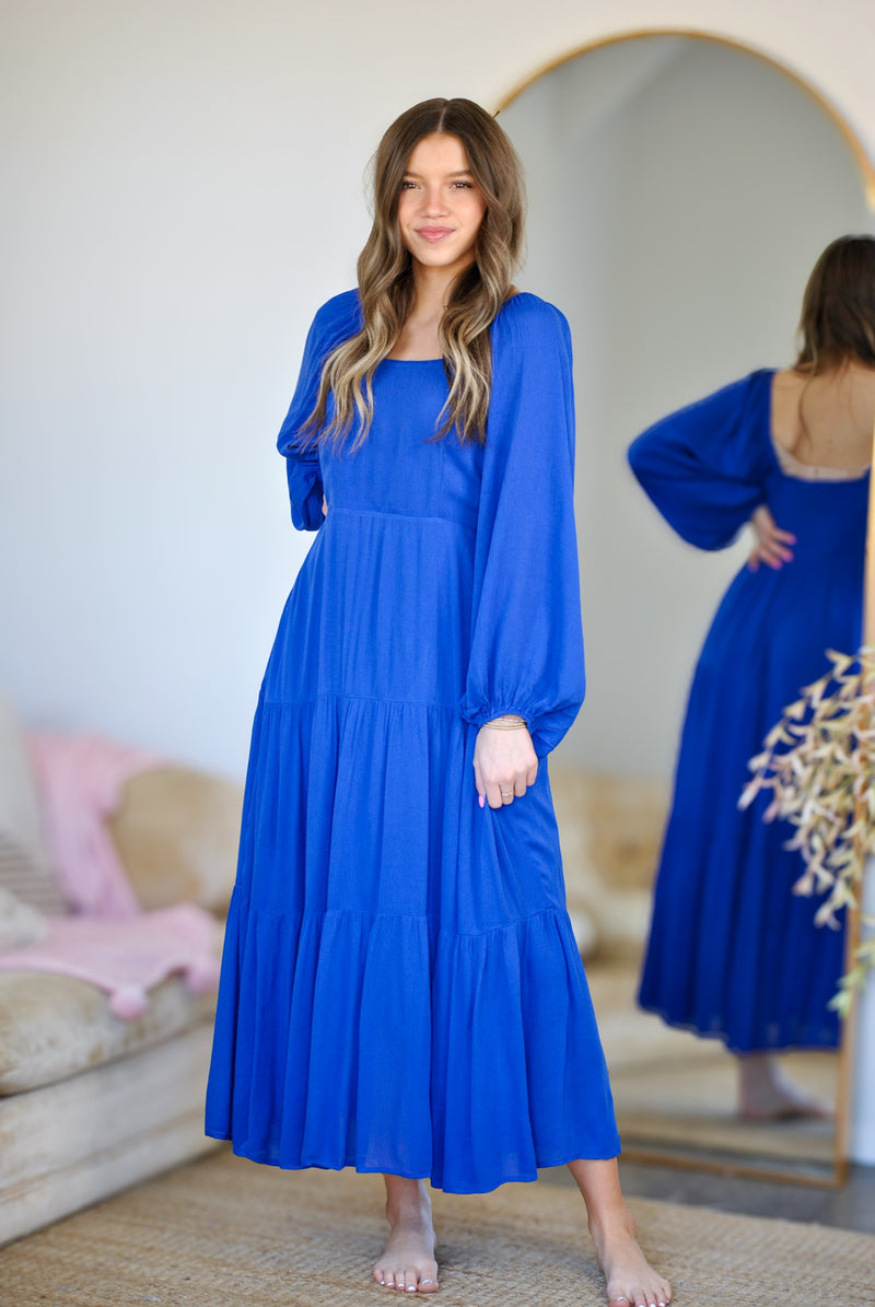 Mia Tiered Maxi Dress - Cobalt