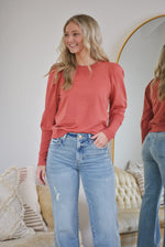 Tara Puffy Long Sleeve Sweatshirt-Cedar