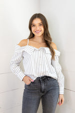 Off The Shoulder Striped Blouse