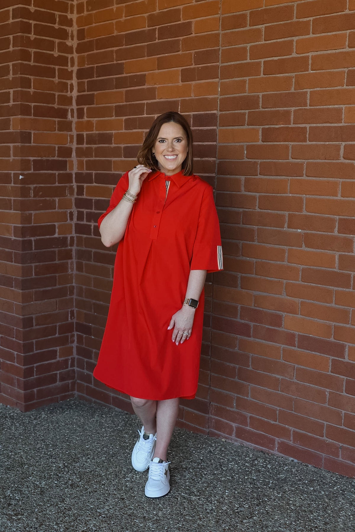 Wendi Woven Tunic Dress - Red