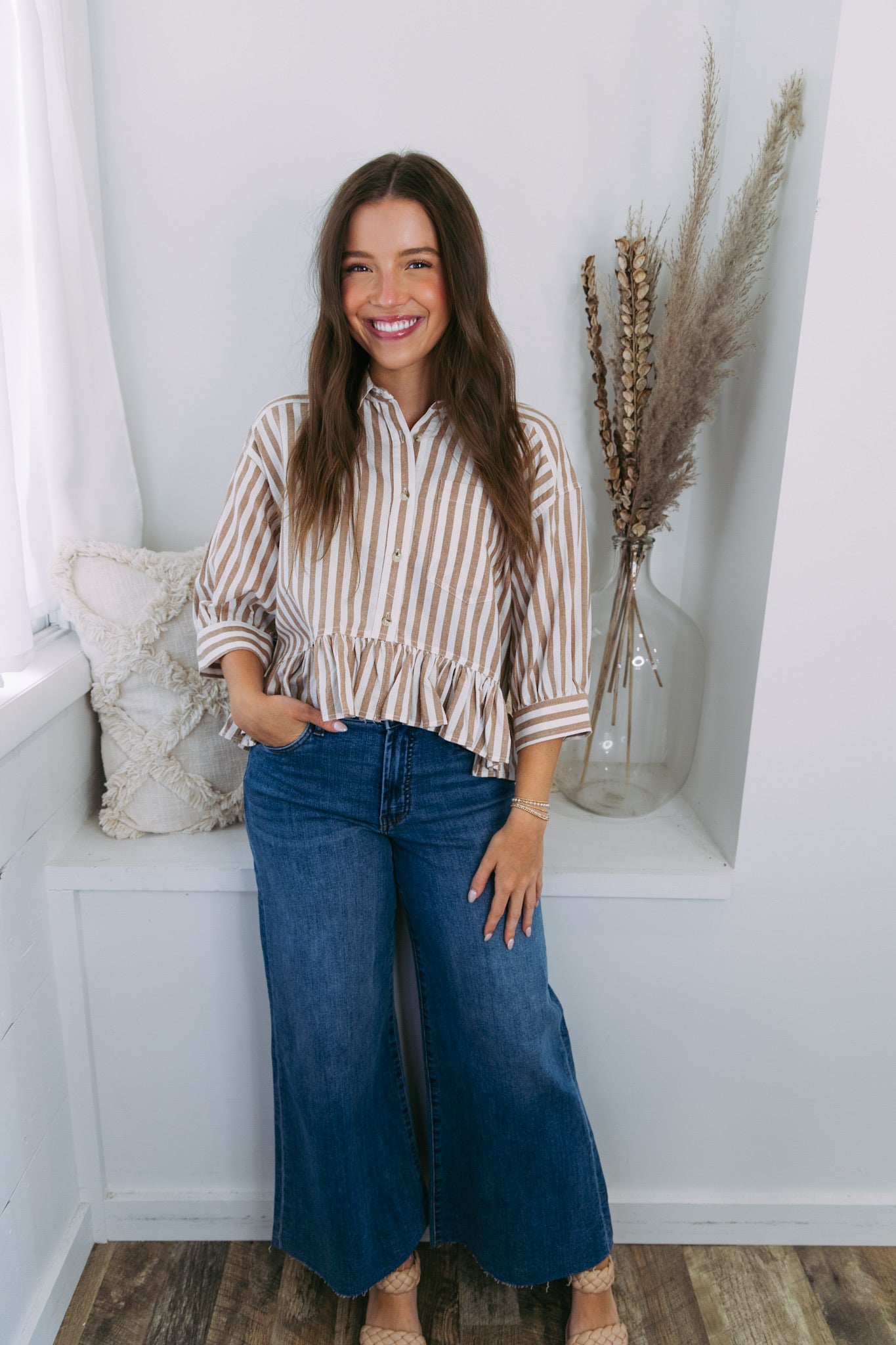 Allyson Ruffle Button Down Top