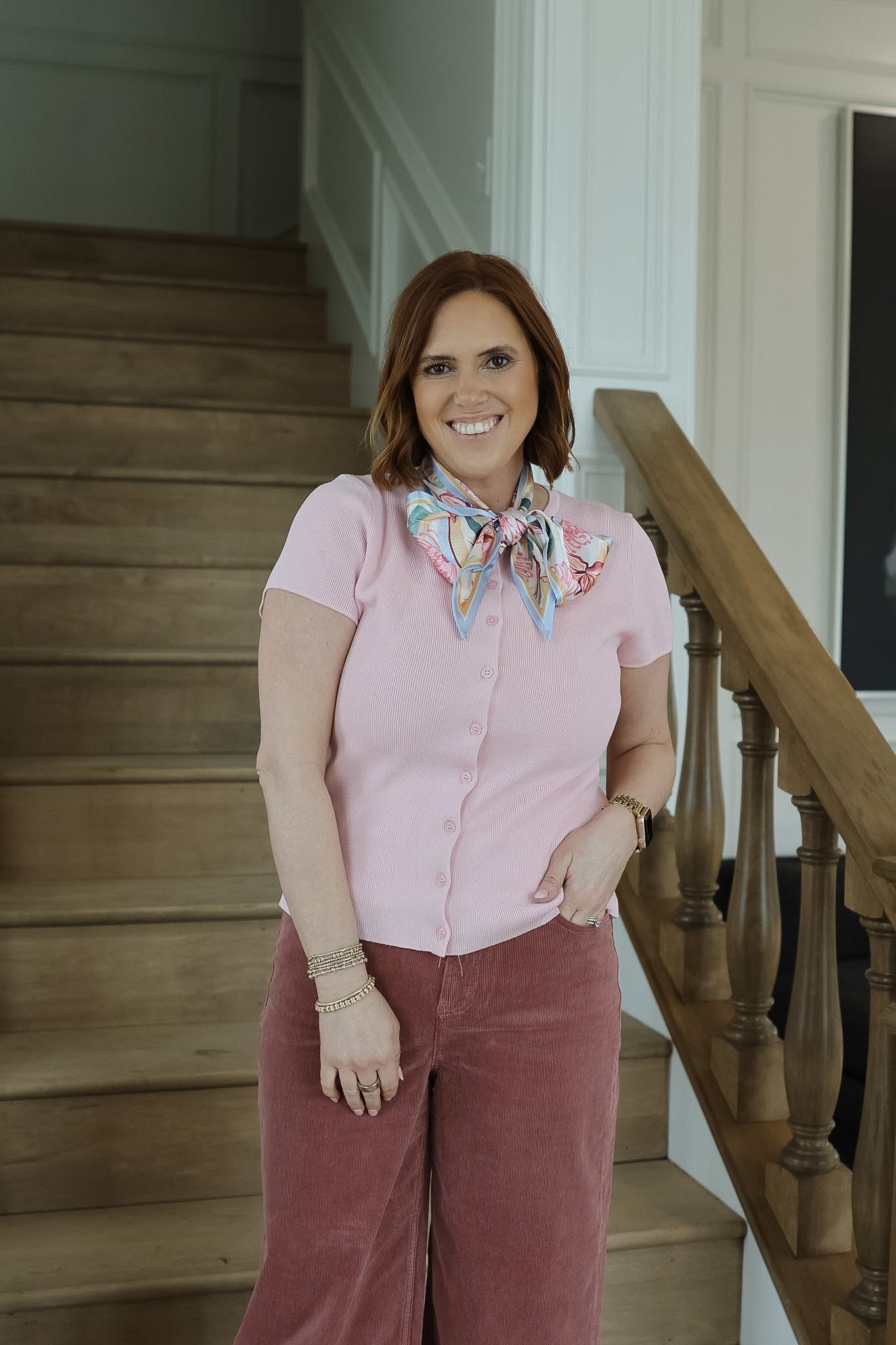 Sweetheart Fitted Short Sleeve Knit Top - Pink