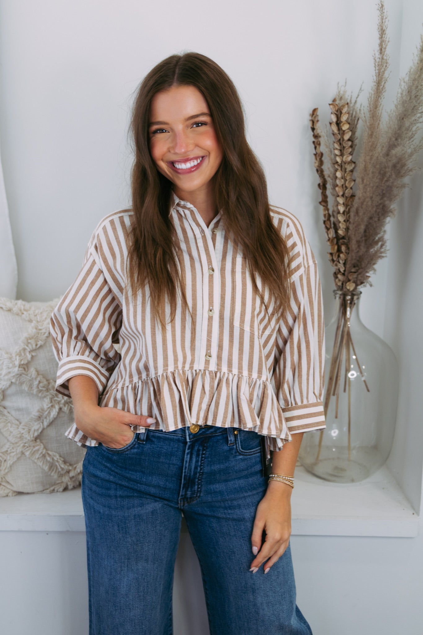 Allyson Ruffle Button Down Top