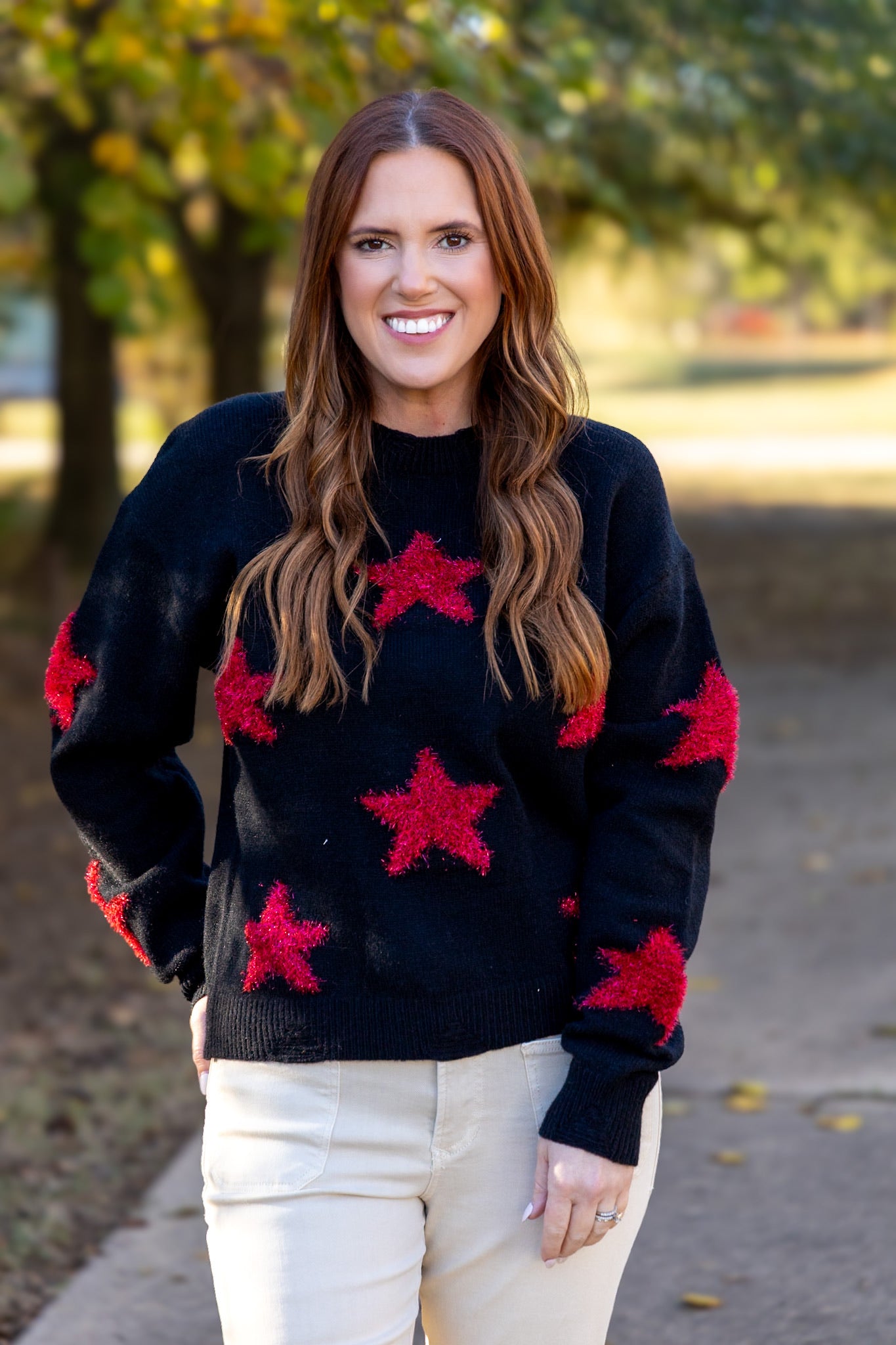 Misty Star Knit Sweater - black