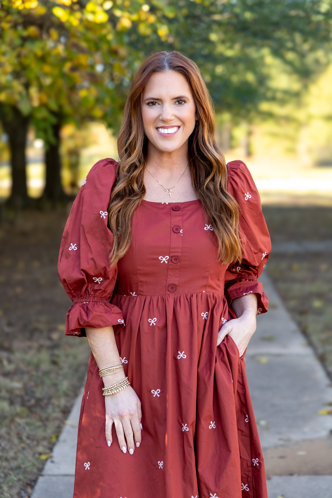 Covered In Bows Maxi Dress - Brick