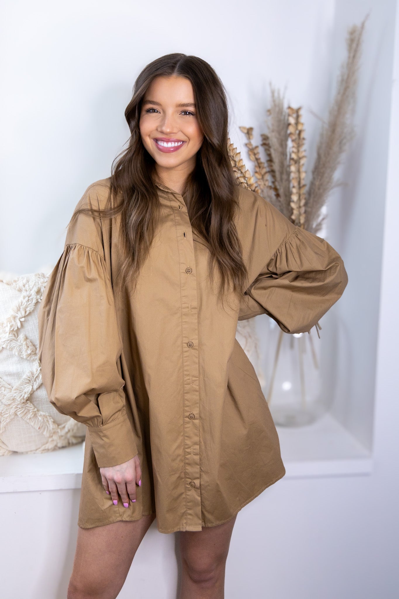 Oversized Shirt Dress - Mocha