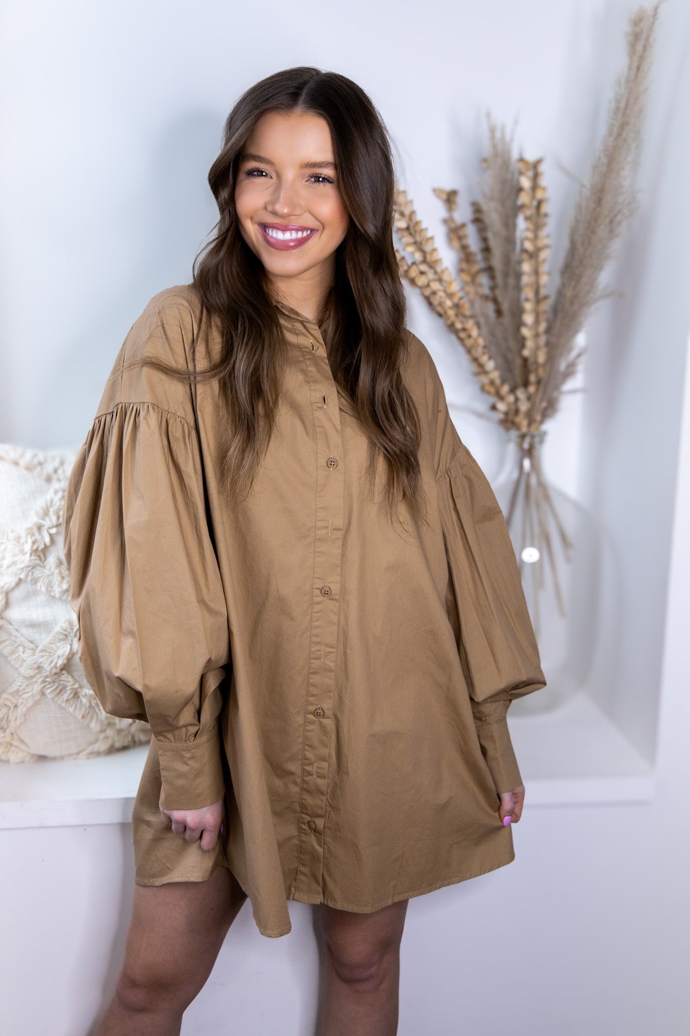 Oversized Shirt Dress - Mocha