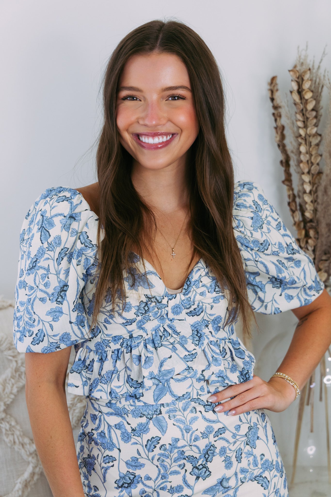 Blue Floral Crop Top