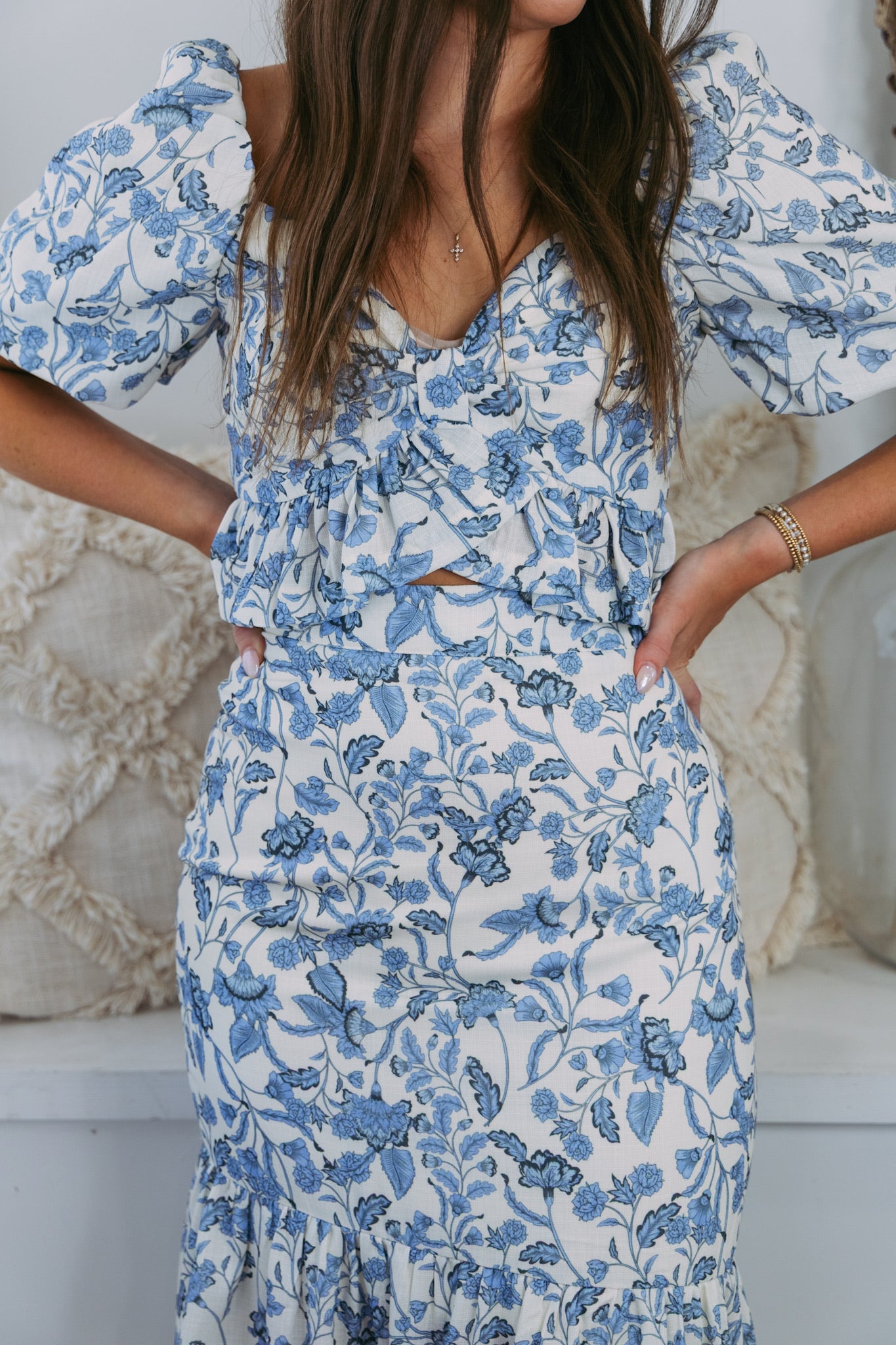 Blue Floral Crop Top