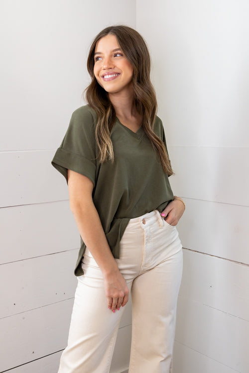 Valerie Basic Top - Olive