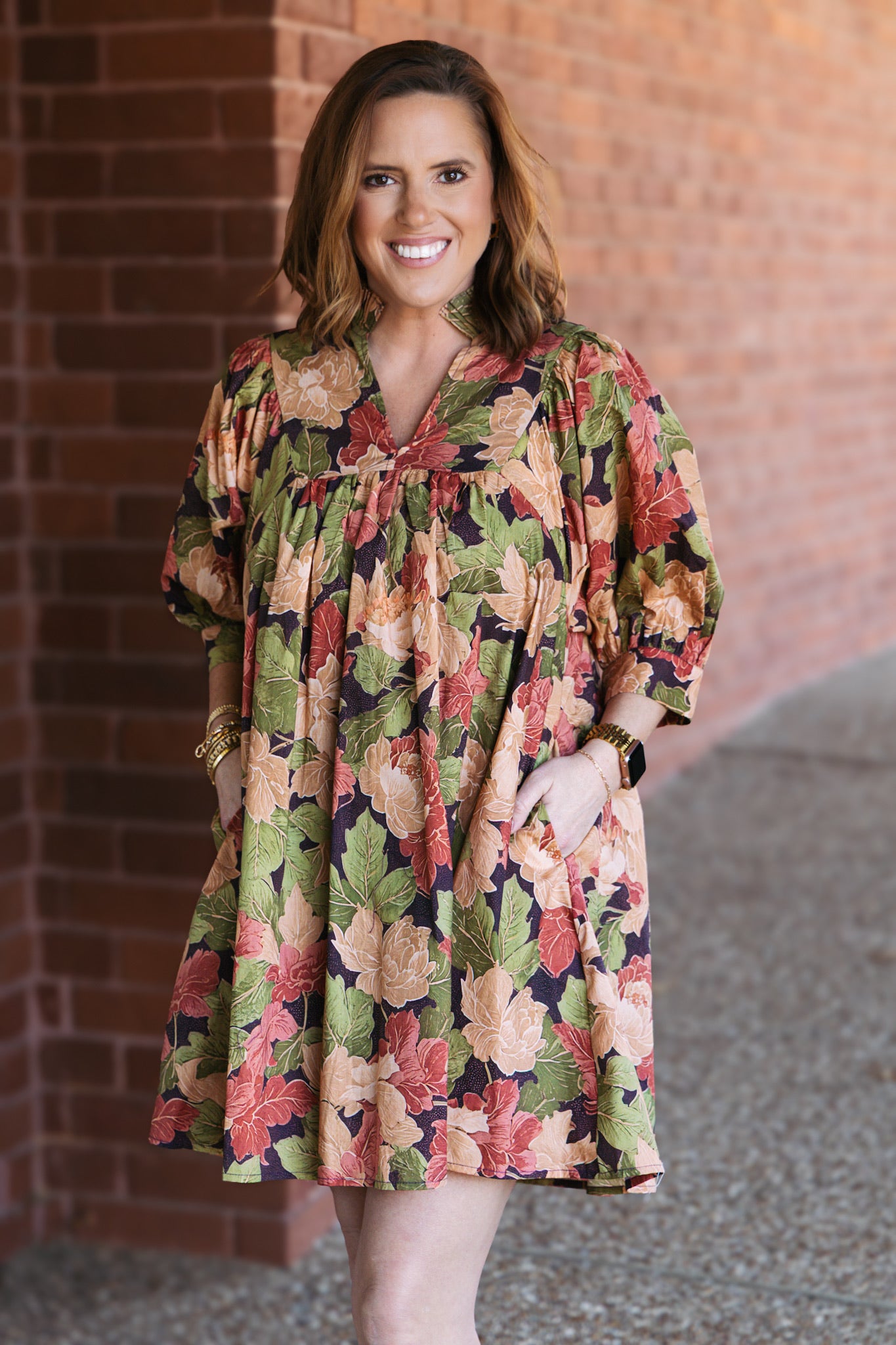 Faye Floral Dress - Brown