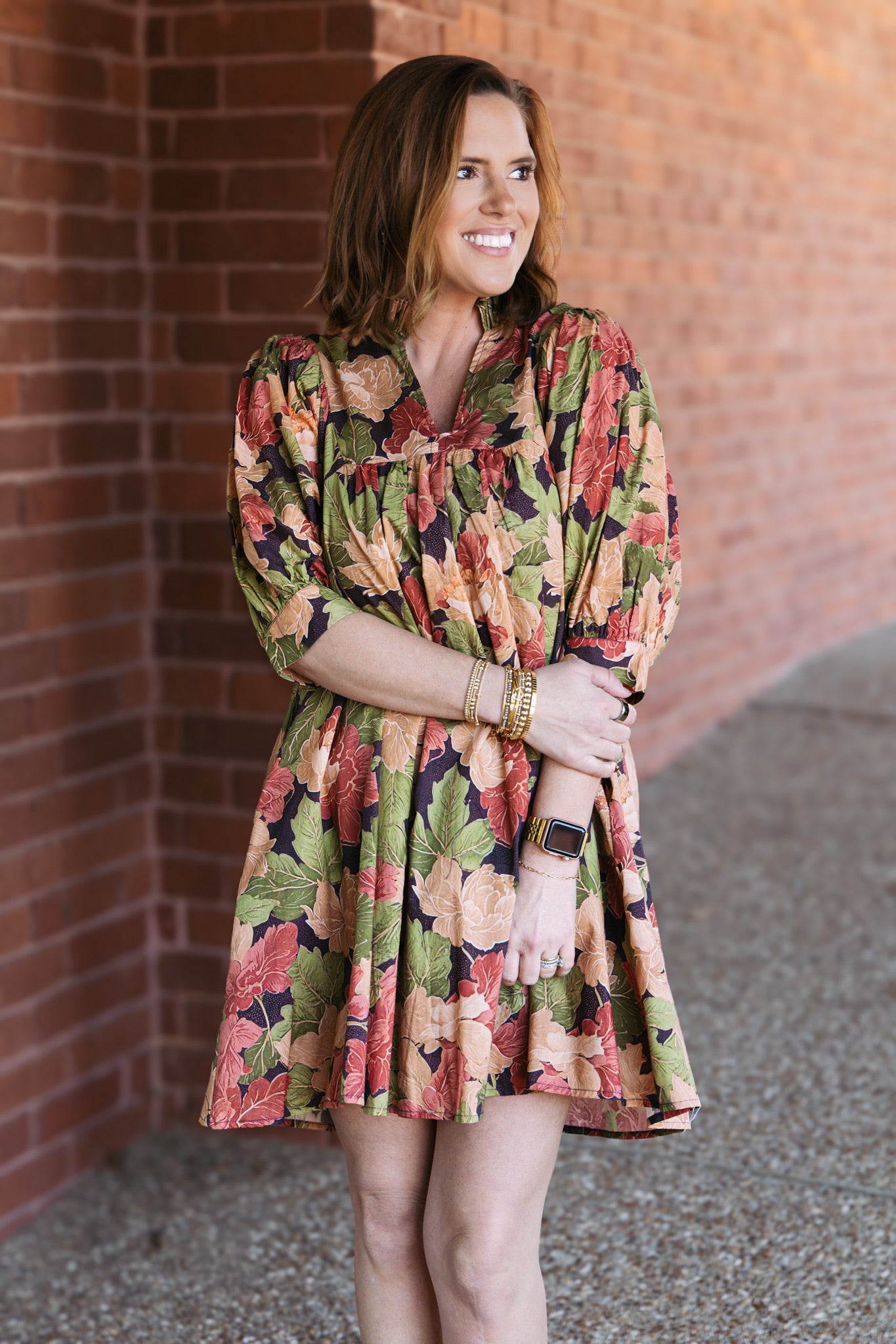 Faye Floral Dress - Brown