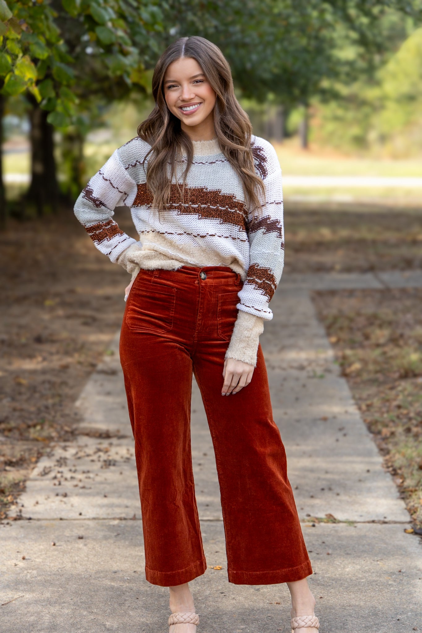 Analei Patch Pocket Corduroy Pants - Roasted Pecan