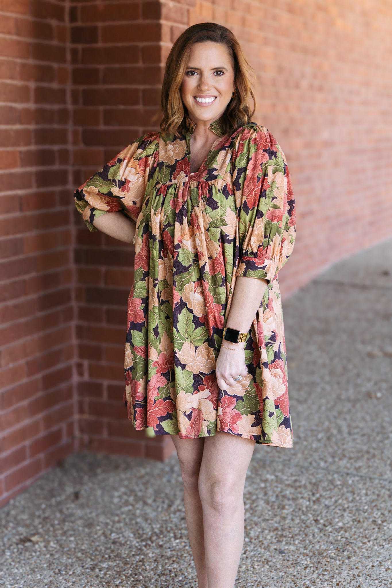 Faye Floral Dress - Brown
