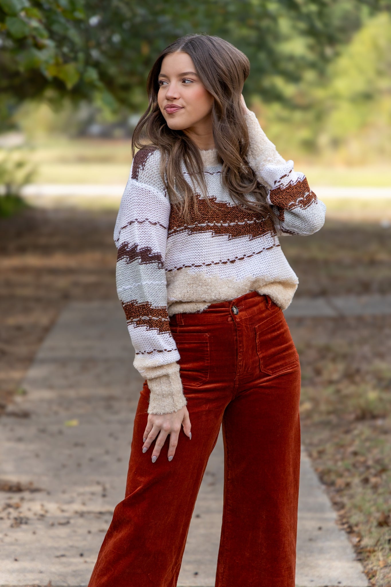 Gabriella Crew Neck Sweater- Toasted Gingerbread