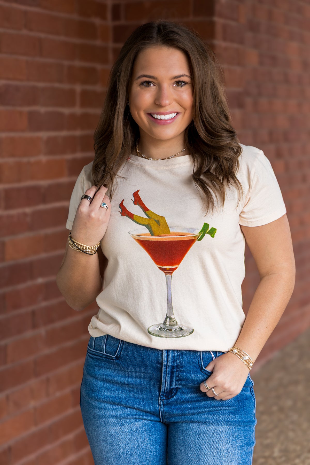 Martini Legs Boy Tee - Cream