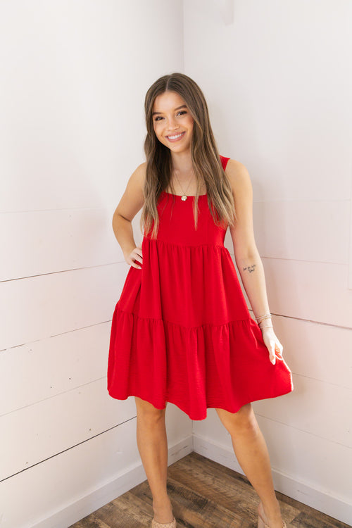 Millie Tiered Dress - Red