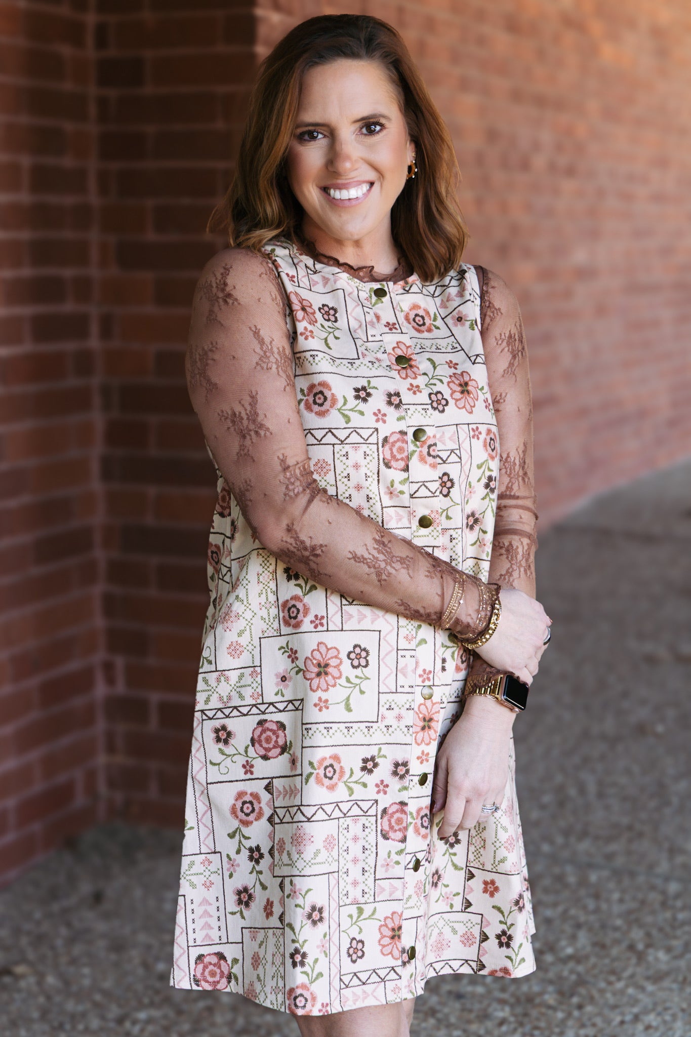 Cross Stitch Denim Mini Dress