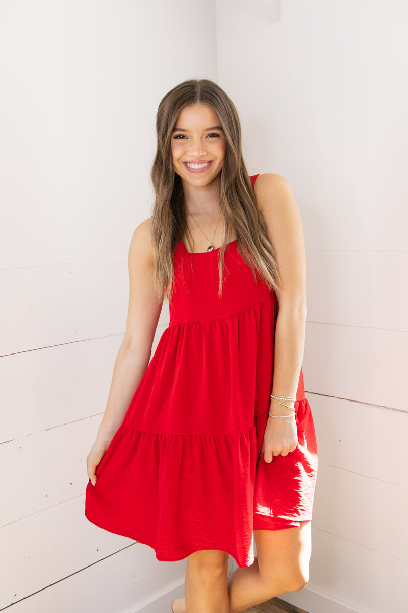 Millie Tiered Dress - Red