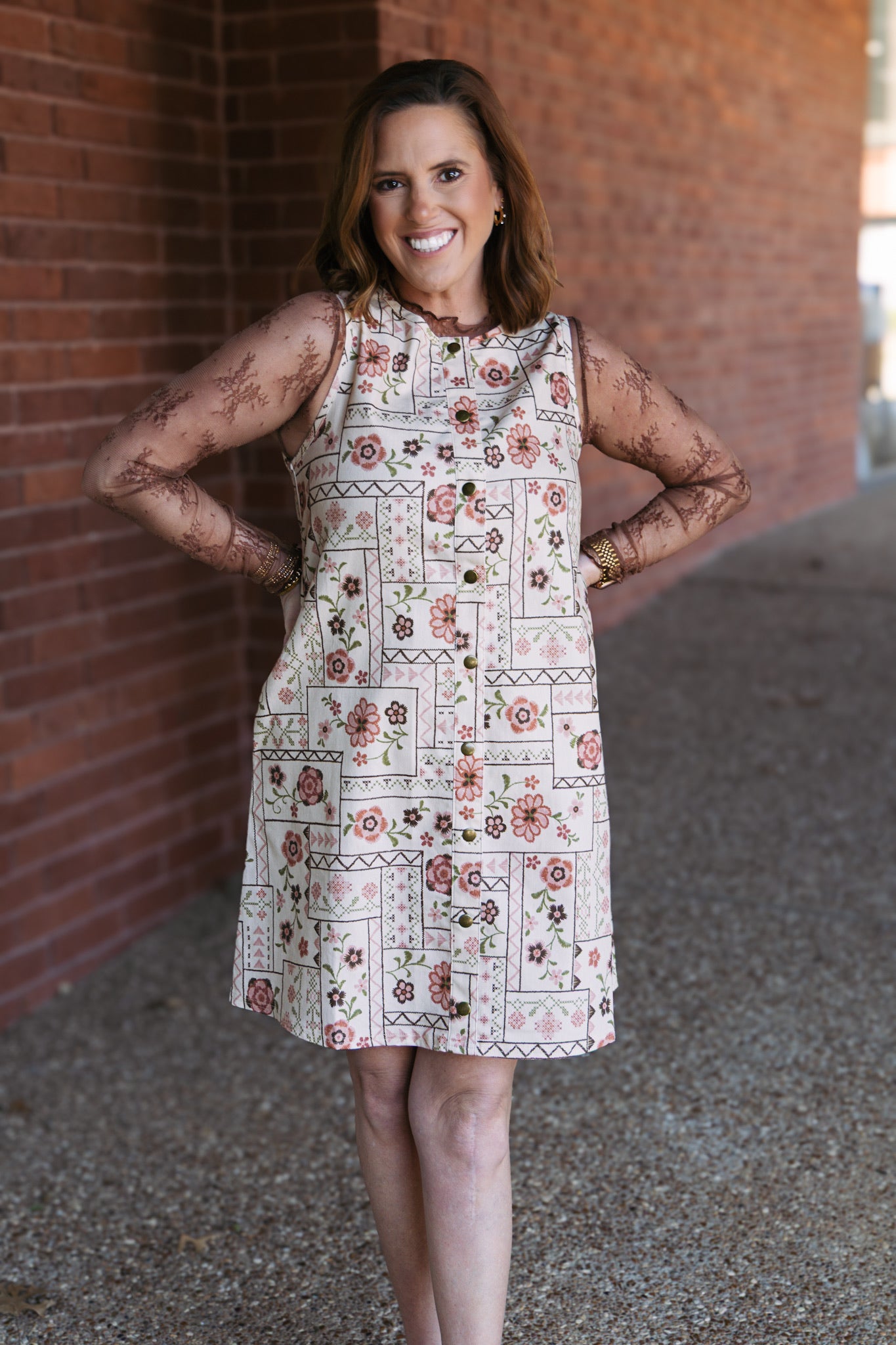 Cross Stitch Denim Mini Dress