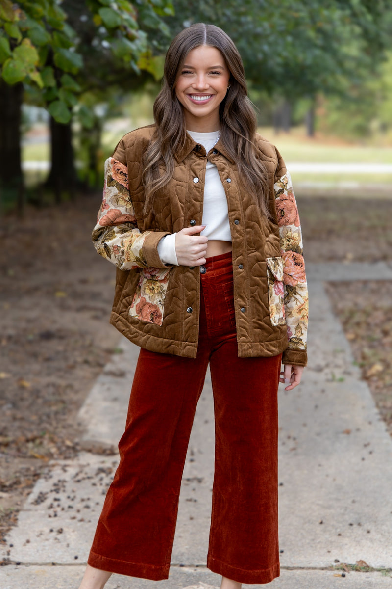 Analei Patch Pocket Corduroy Pants - Roasted Pecan