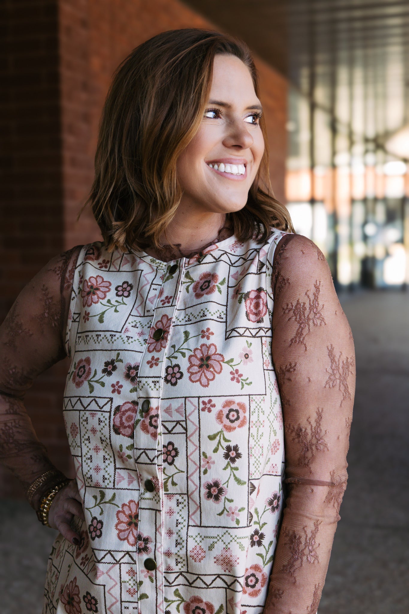 Cross Stitch Denim Mini Dress